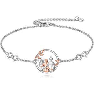 Sterling Silver Three Sister Friendship Bracelet 7.09 Inch Adjustable Heart Jewe